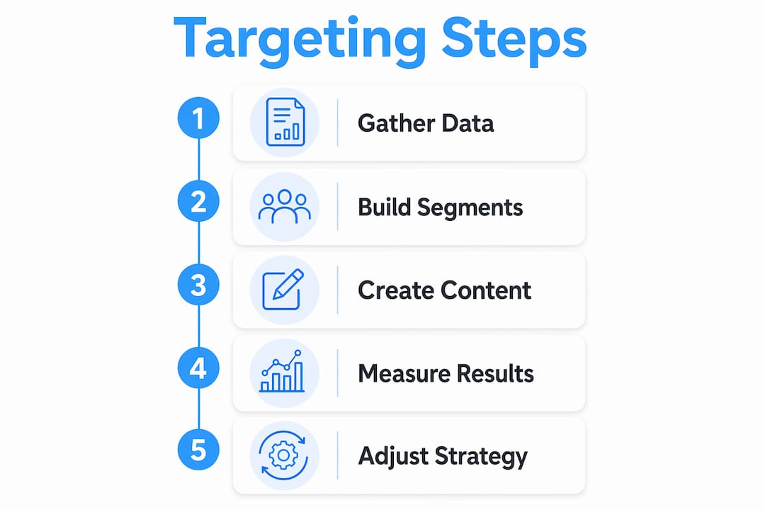 Infographic illustrating audience targeting process in steps