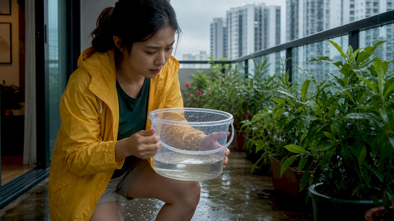 Urban area with standing water after monsoon rains