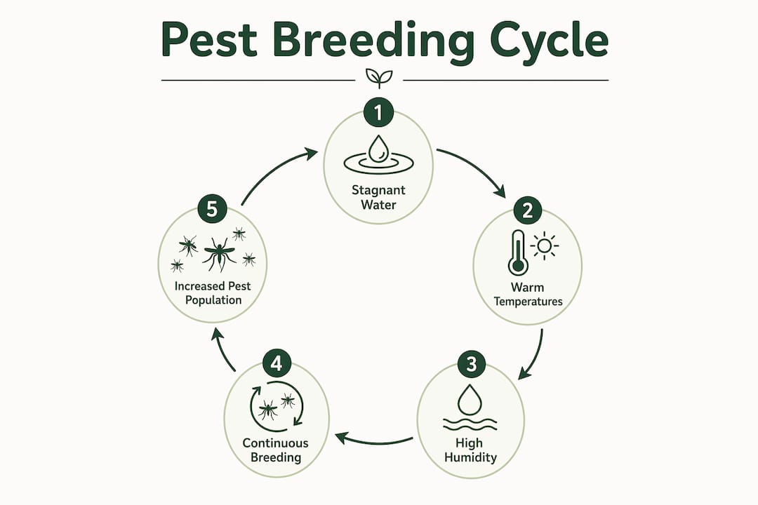 Infographic illustrating stages of pest breeding cycle