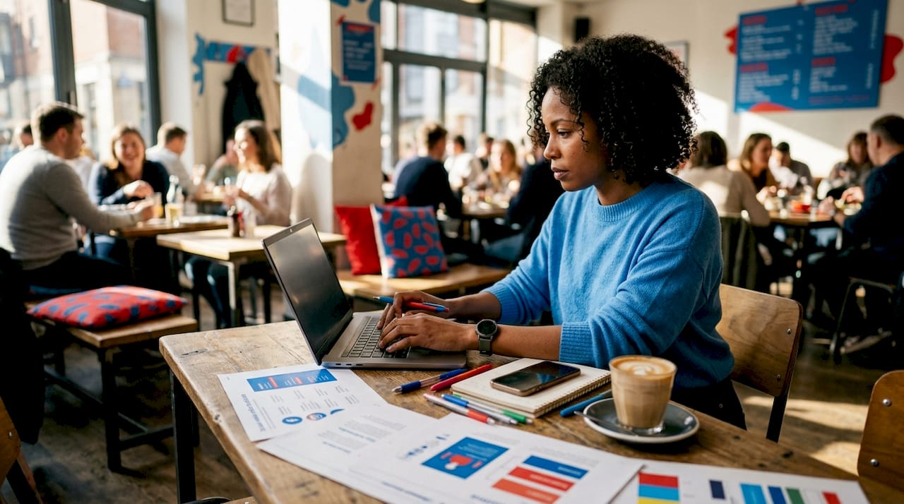 Person reviewing social media audit checklist at desk