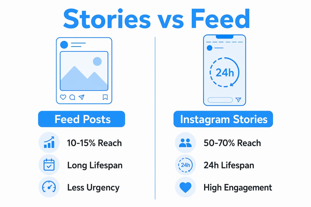 Infographic comparing Instagram Stories and Feed posts