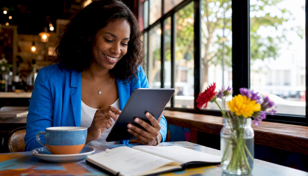 Person using points-based rewards app at home