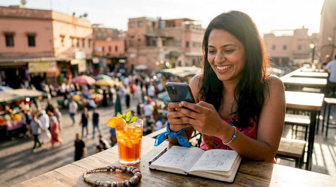 Female influencer responding to audience on phone