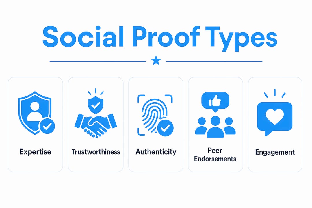 Infographic illustrating types of social proof for influencers