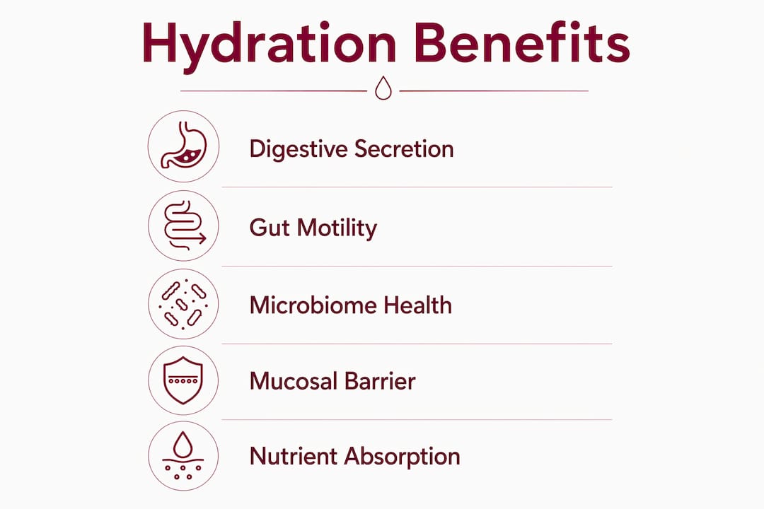 Infographic showing hydration benefits for gut health