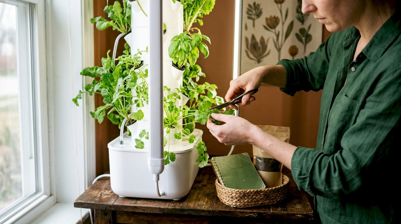 Vertical hydroponic system in urban indoor growing space