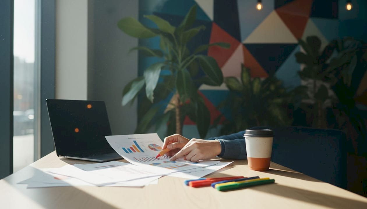 Marketer reviewing social media audit reports