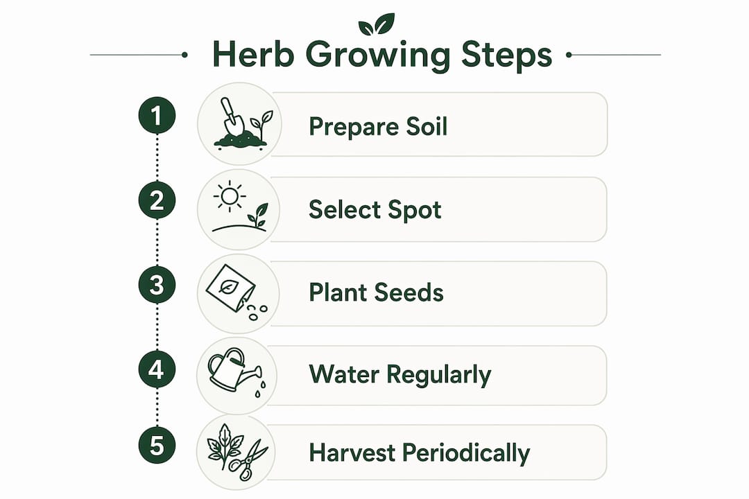 Infographic showing step-by-step herb growing process in Singapore