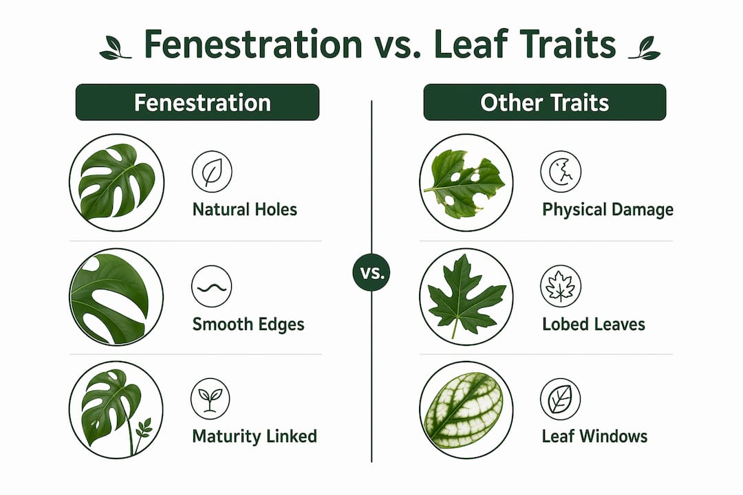 Infographic comparing fenestration and other leaf traits