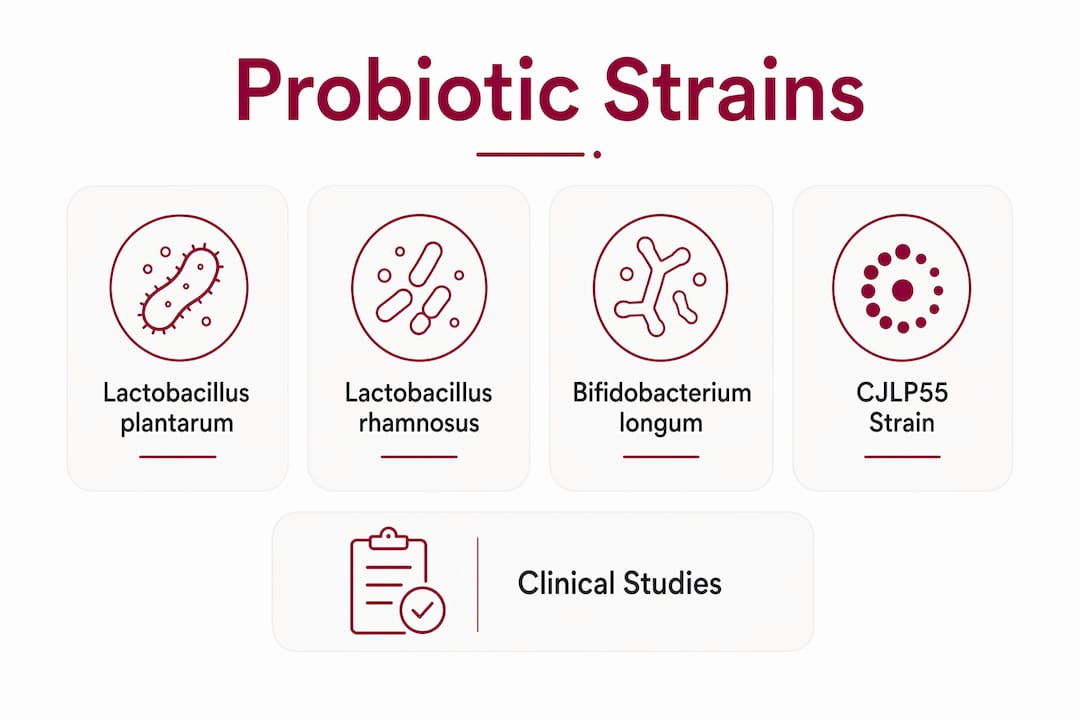 Infographic of probiotic strains for acne