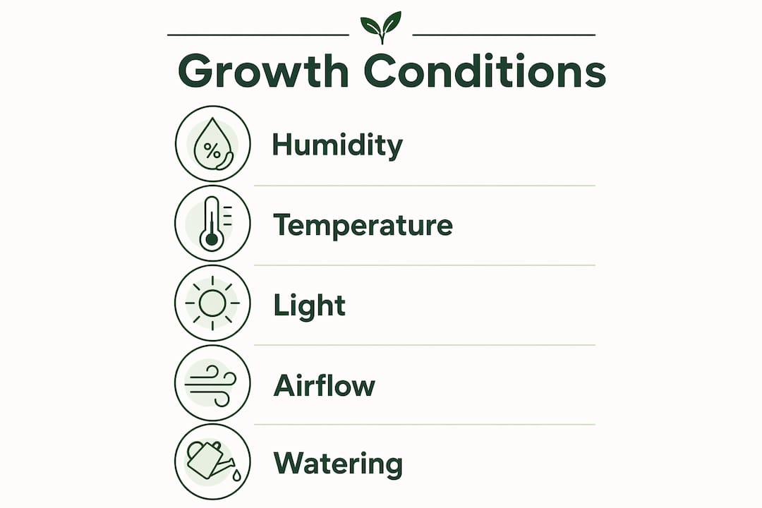 Infographic showing Monstera growth condition steps