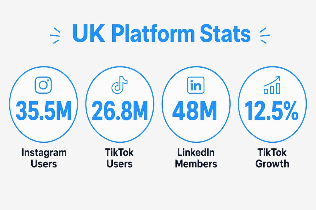 Infographic showing UK social media platform statistics
