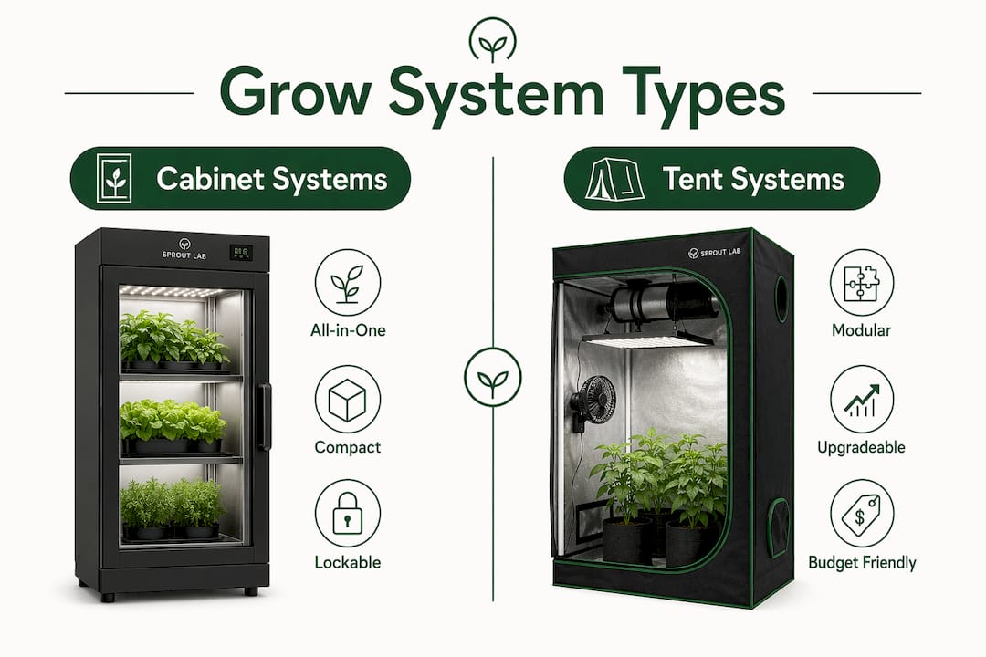 Infographic comparing grow system types