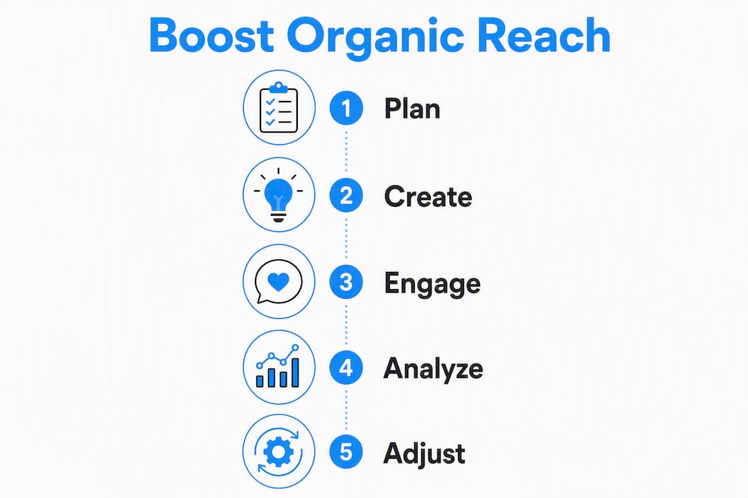 Infographic showing steps to boost organic reach