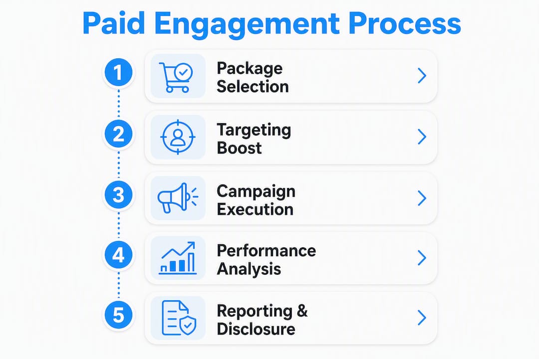 Infographic illustrating paid engagement process steps