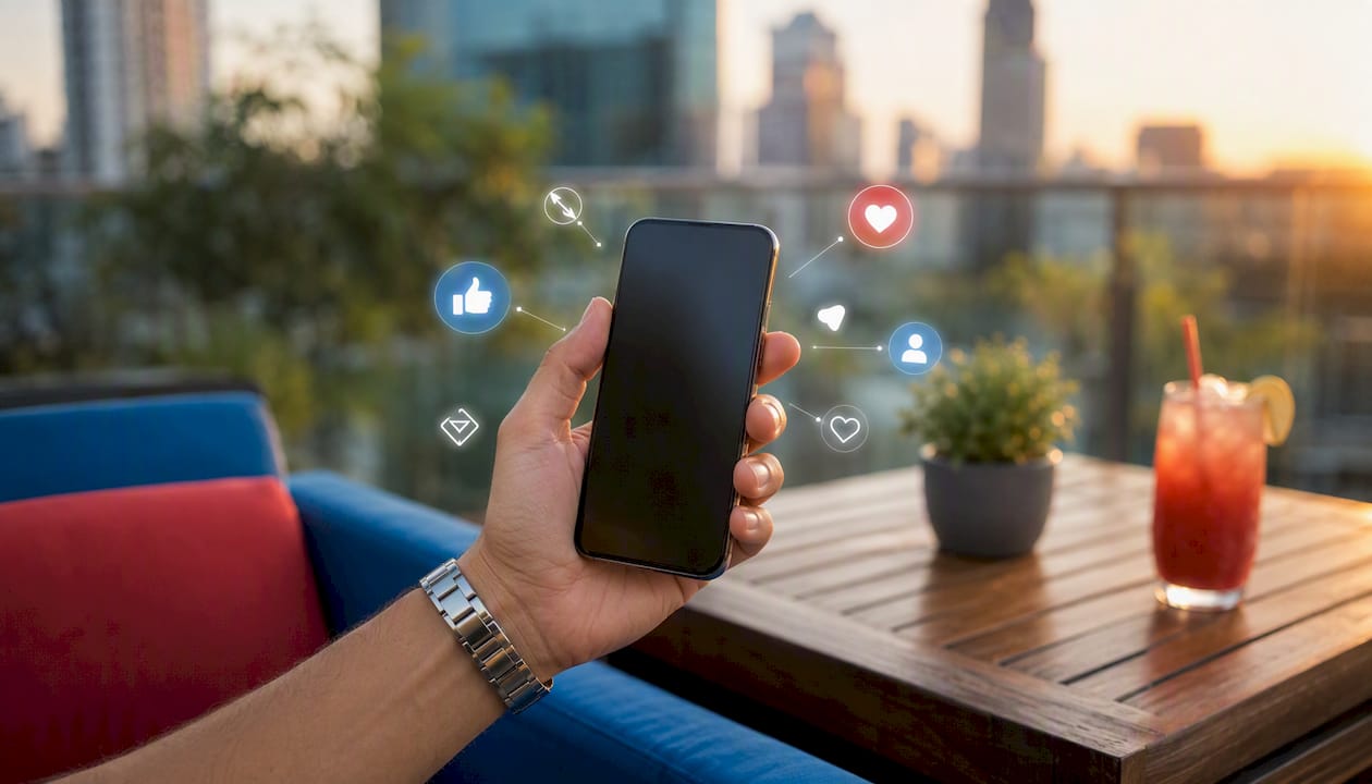 Hand holding smartphone for influencer discovery