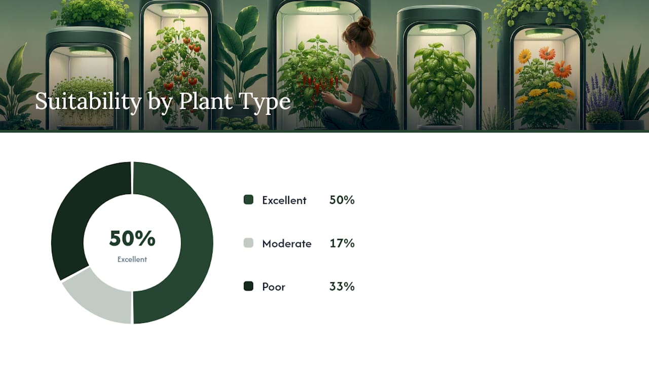 Suitability chart for plants grown in grow pods