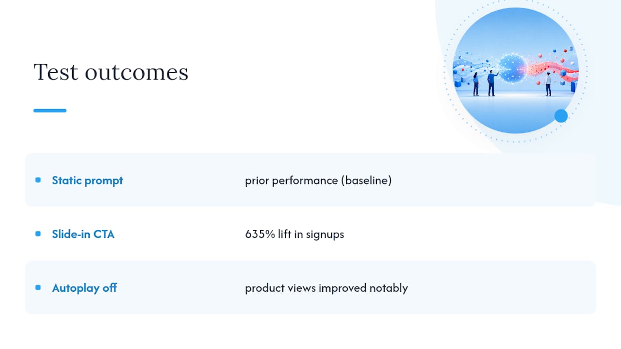 Diagram comparing CTA and autoplay test results