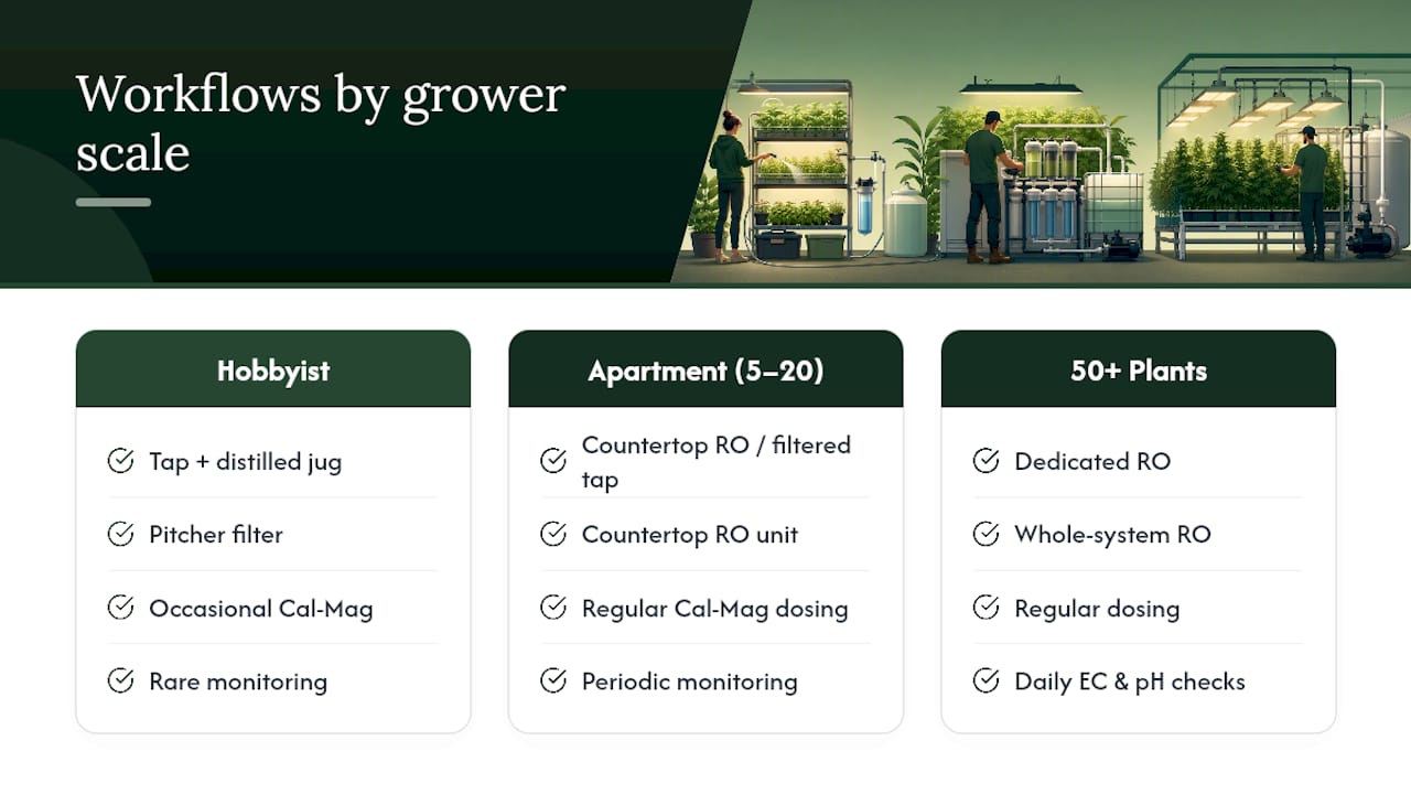 Water workflows by grower scale