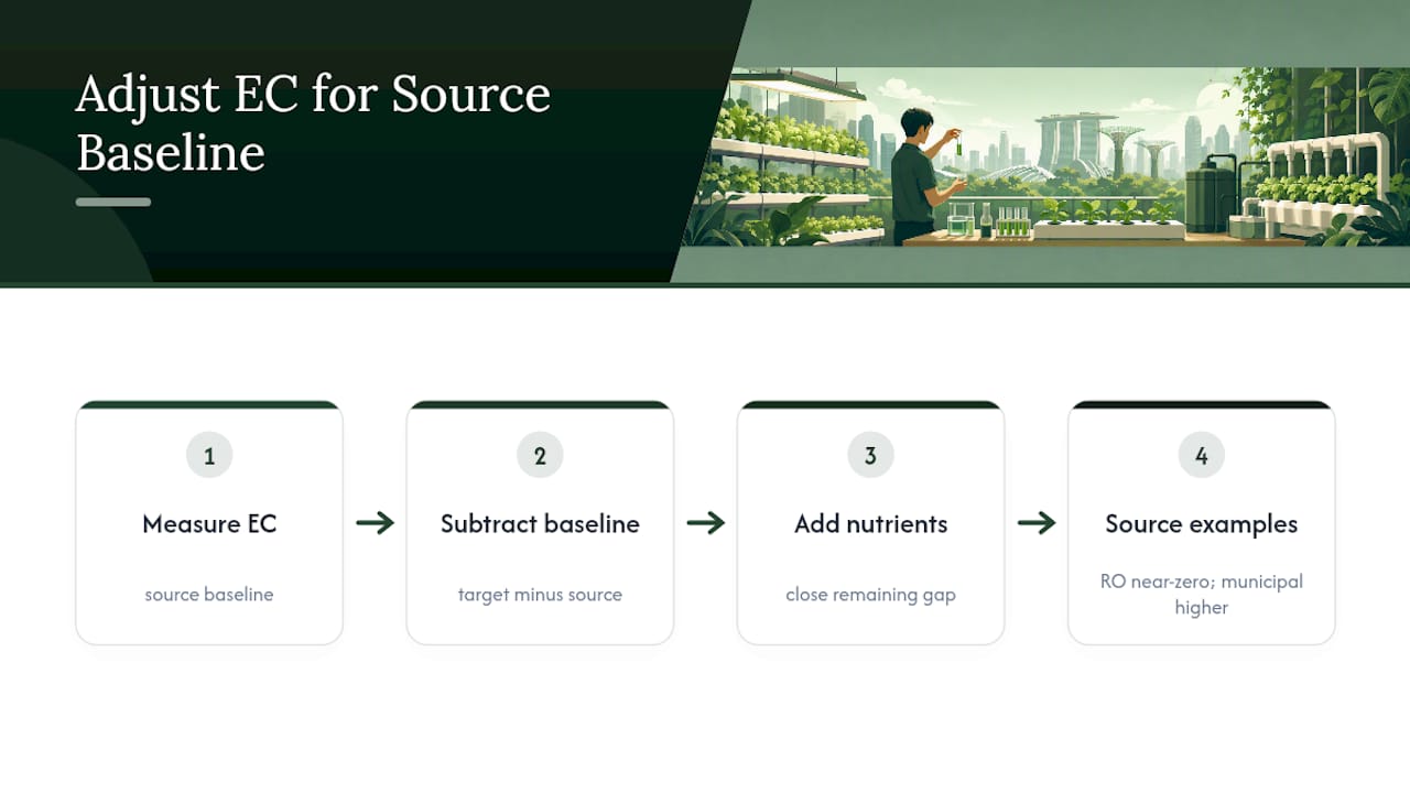 Source water EC subtraction and nutrient target diagram