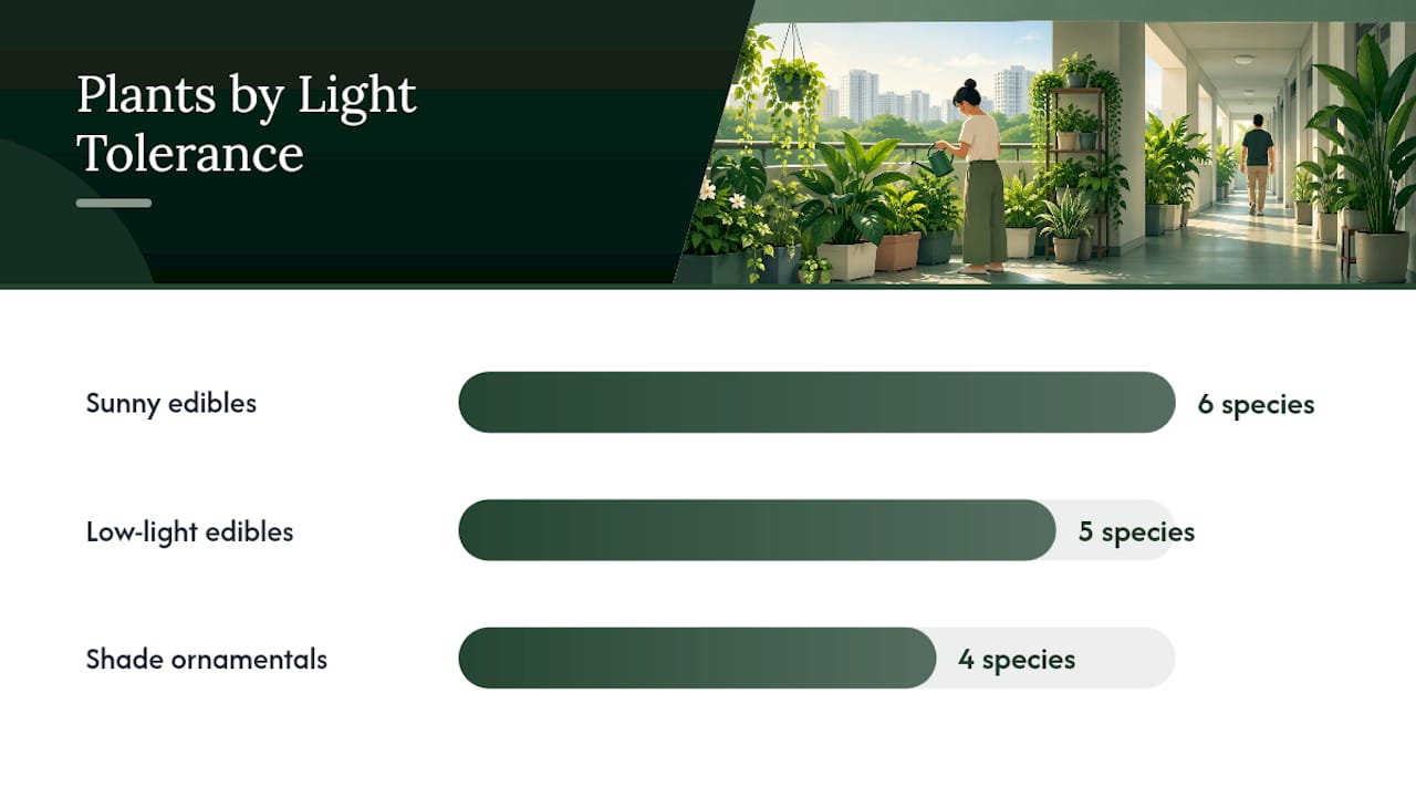 Light levels matched with suitable corridor plants