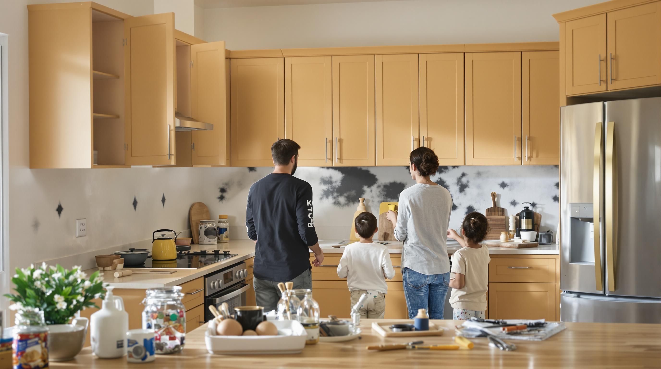 Family updates kitchen with painted cabinets, celebrating home improvement