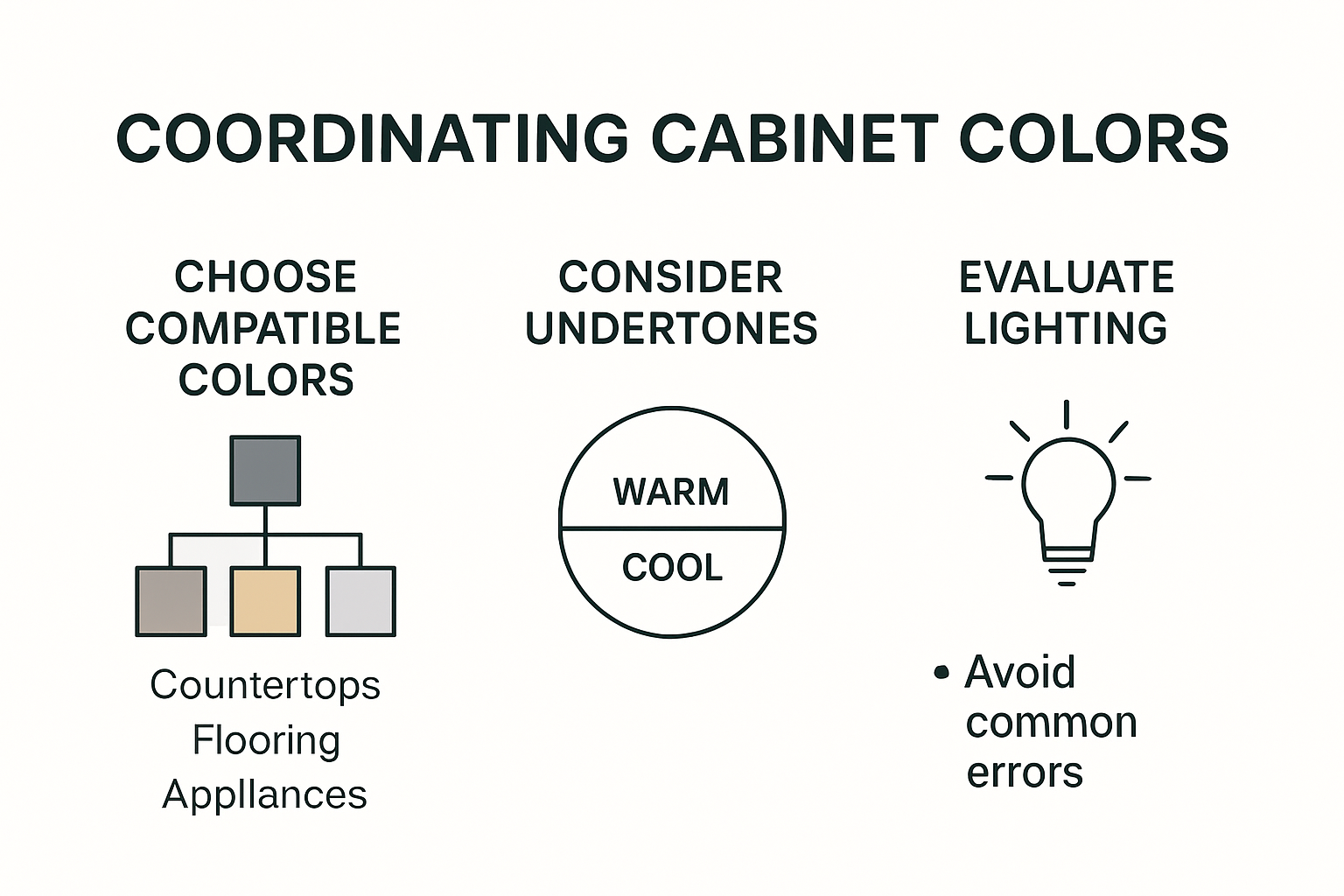 Infographic for matching cabinet colors with kitchen elements