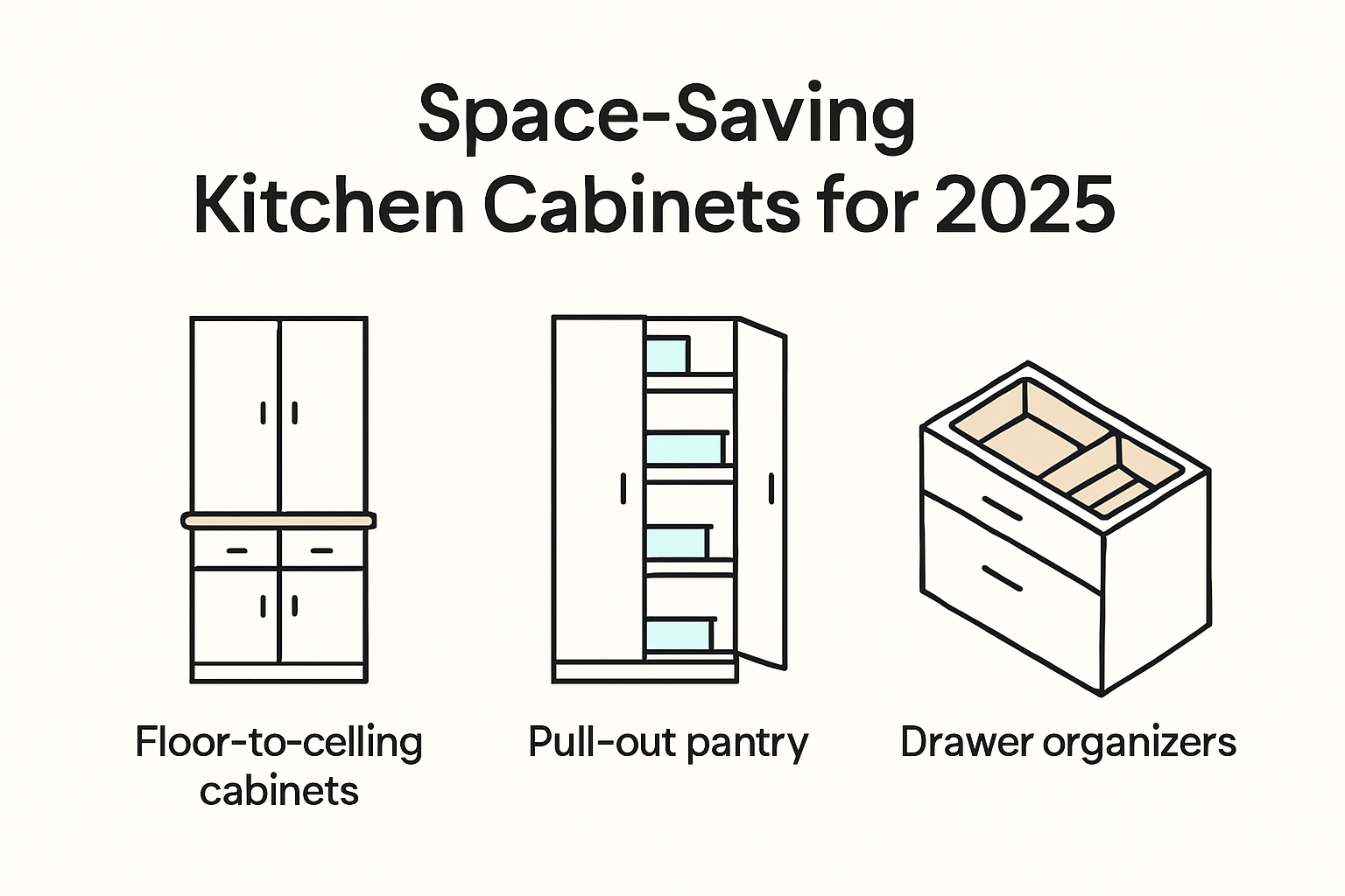 2025 kitchen cabinet space-saving solutions diagram