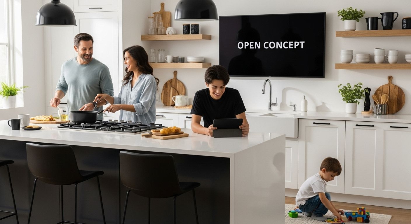 open concept kitchen cabinets