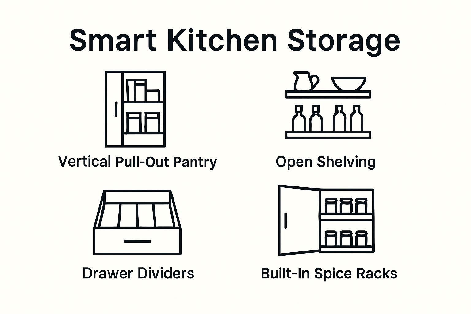 Smart kitchen storage solutions graphic