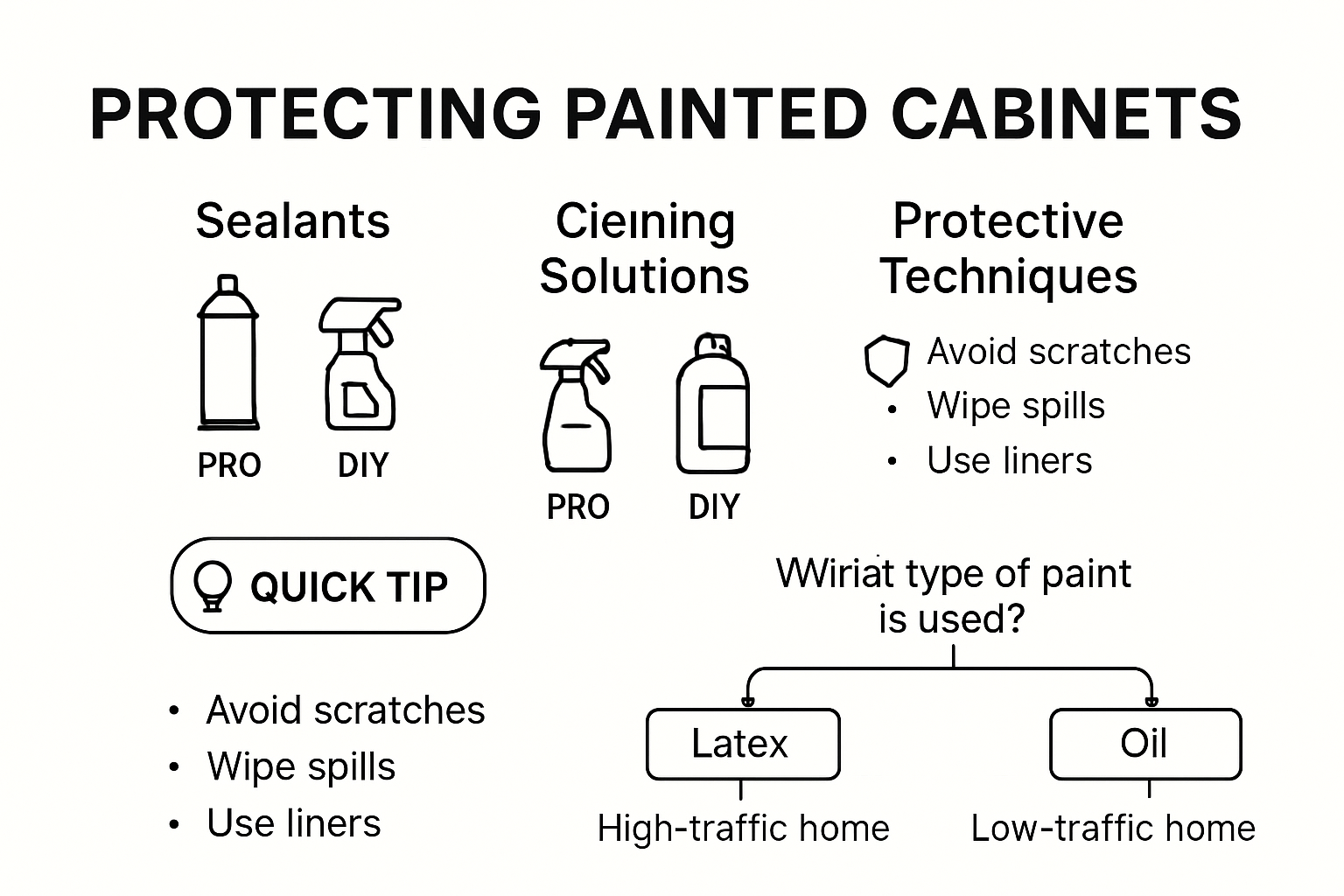 Infographic comparing cabinet protection products and techniques