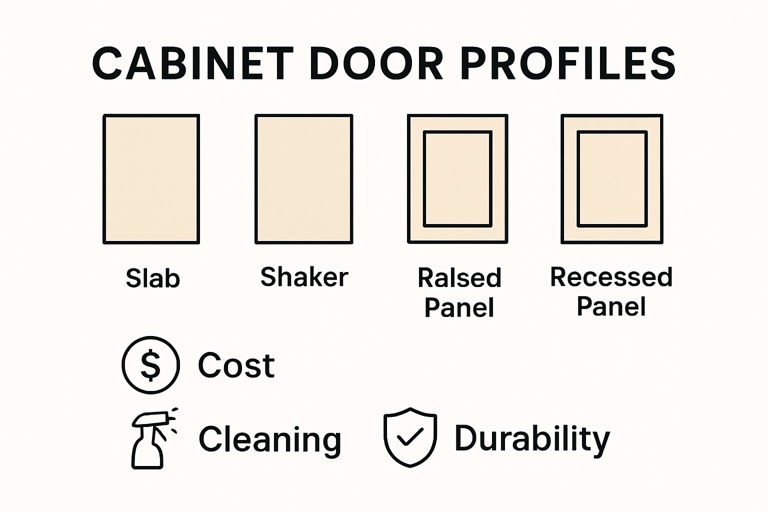 Infographic showing pros and cons of cabinet door profiles