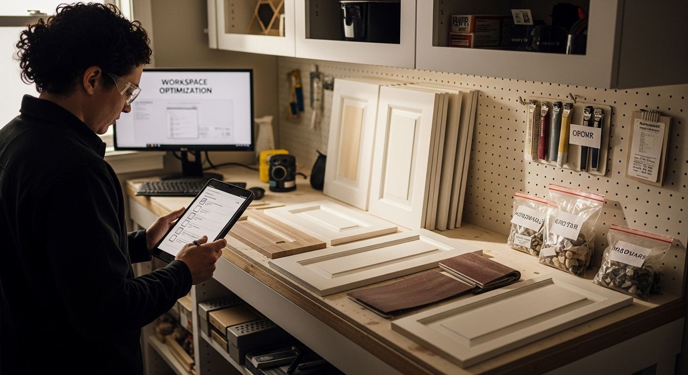 cabinet sanding workspace preparation