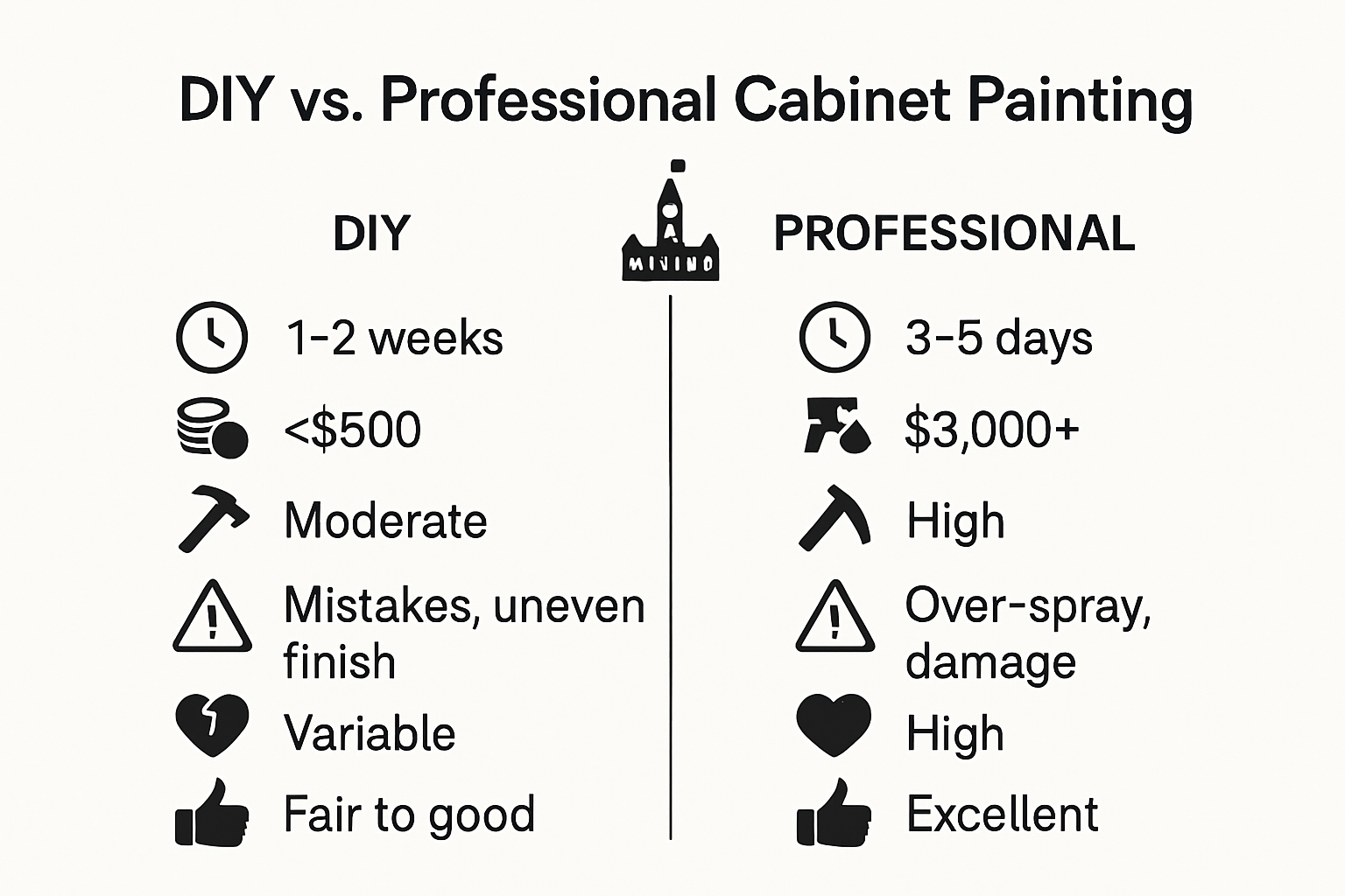 DIY vs professional cabinet updates infographic