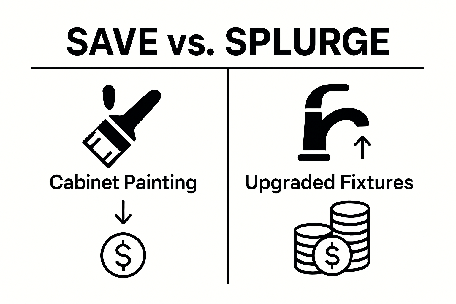 Infographic comparing save versus splurge kitchen budget options