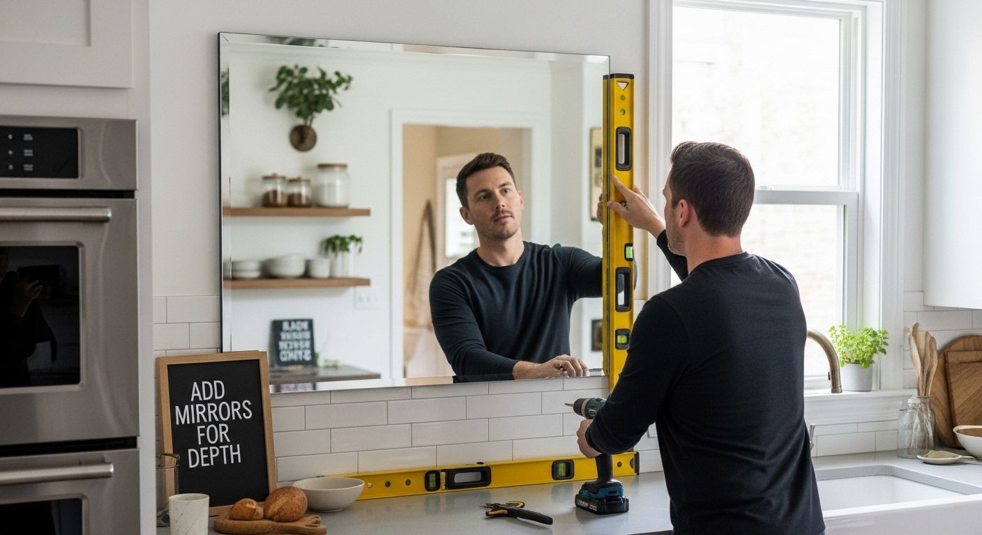 install kitchen mirror depth
