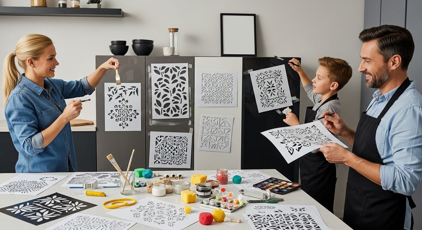 cabinet stencil designs, stenciling kitchen cabinets