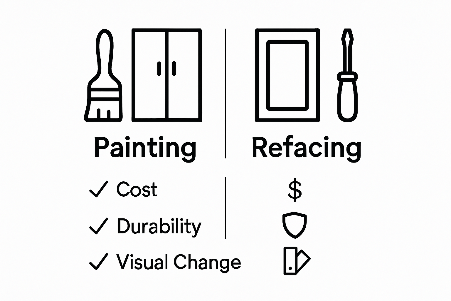 Infographic visually compares cabinet painting and refacing.