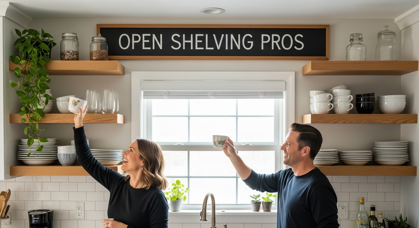 open kitchen shelving