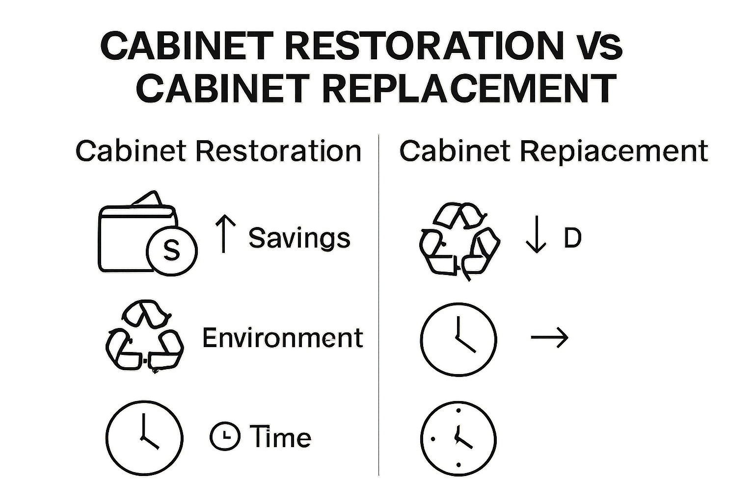 Infographic comparing restoration and replacement cost, sustainability, and time