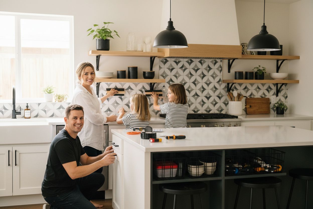family kitchen upgrade, modern kitchen renovation, budget home improvement