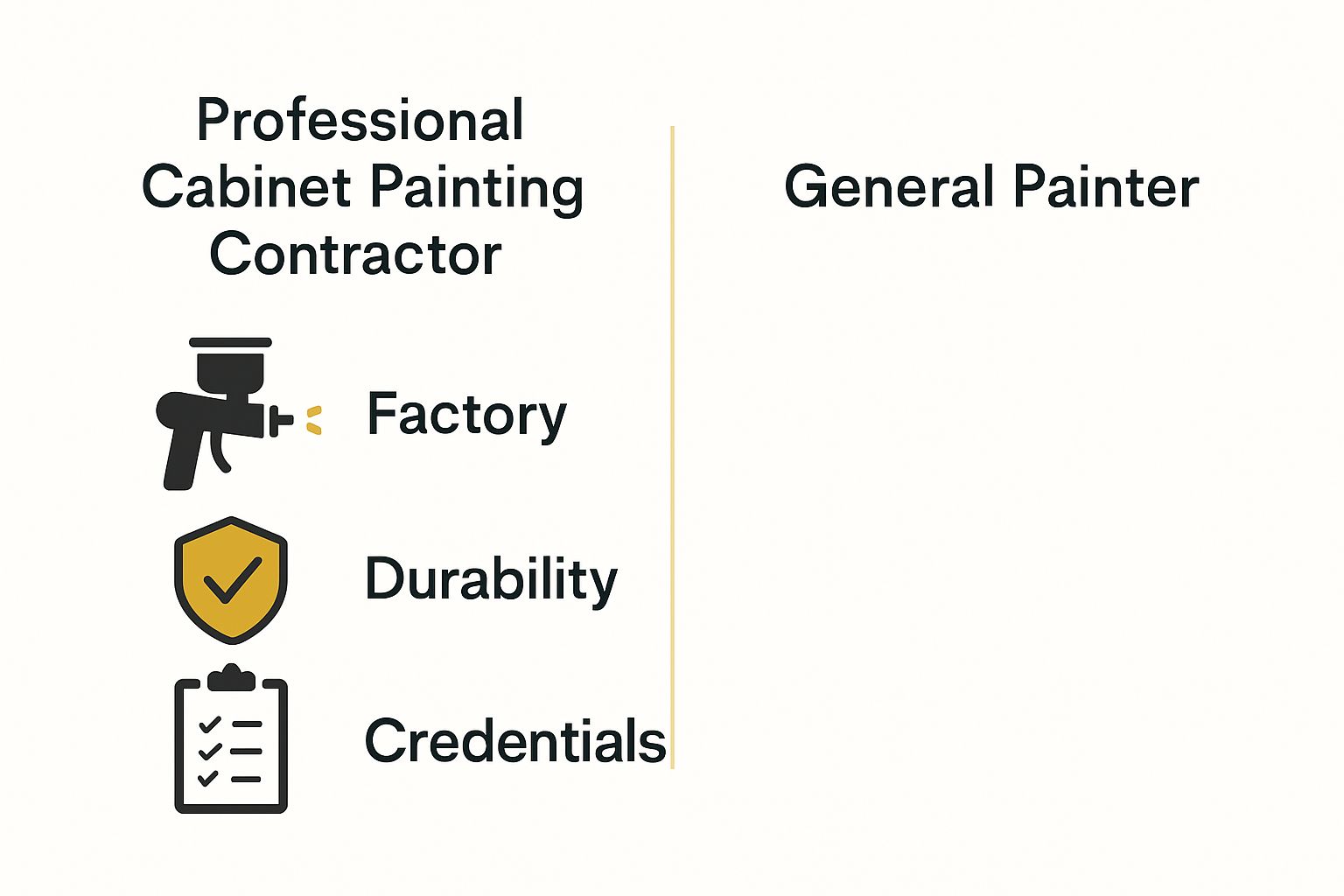 Comparison infographic professional cabinet contractor vs general painter