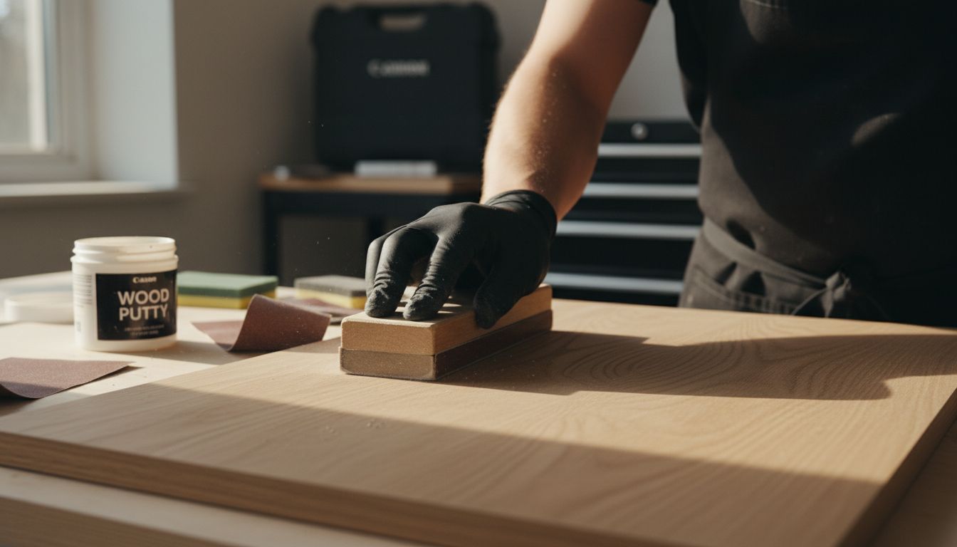 cabinet sanding closeup