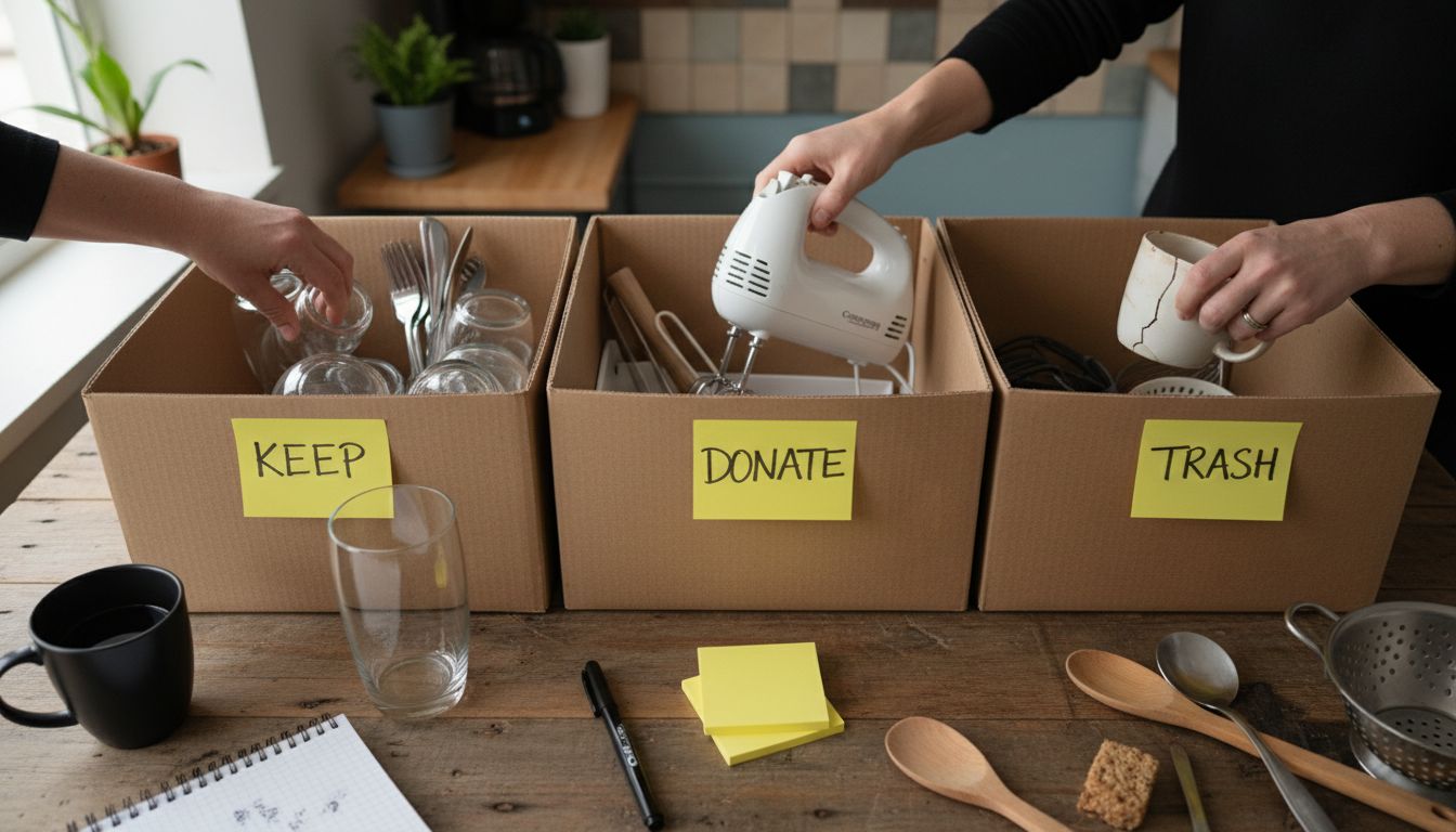 kitchen declutter sorting