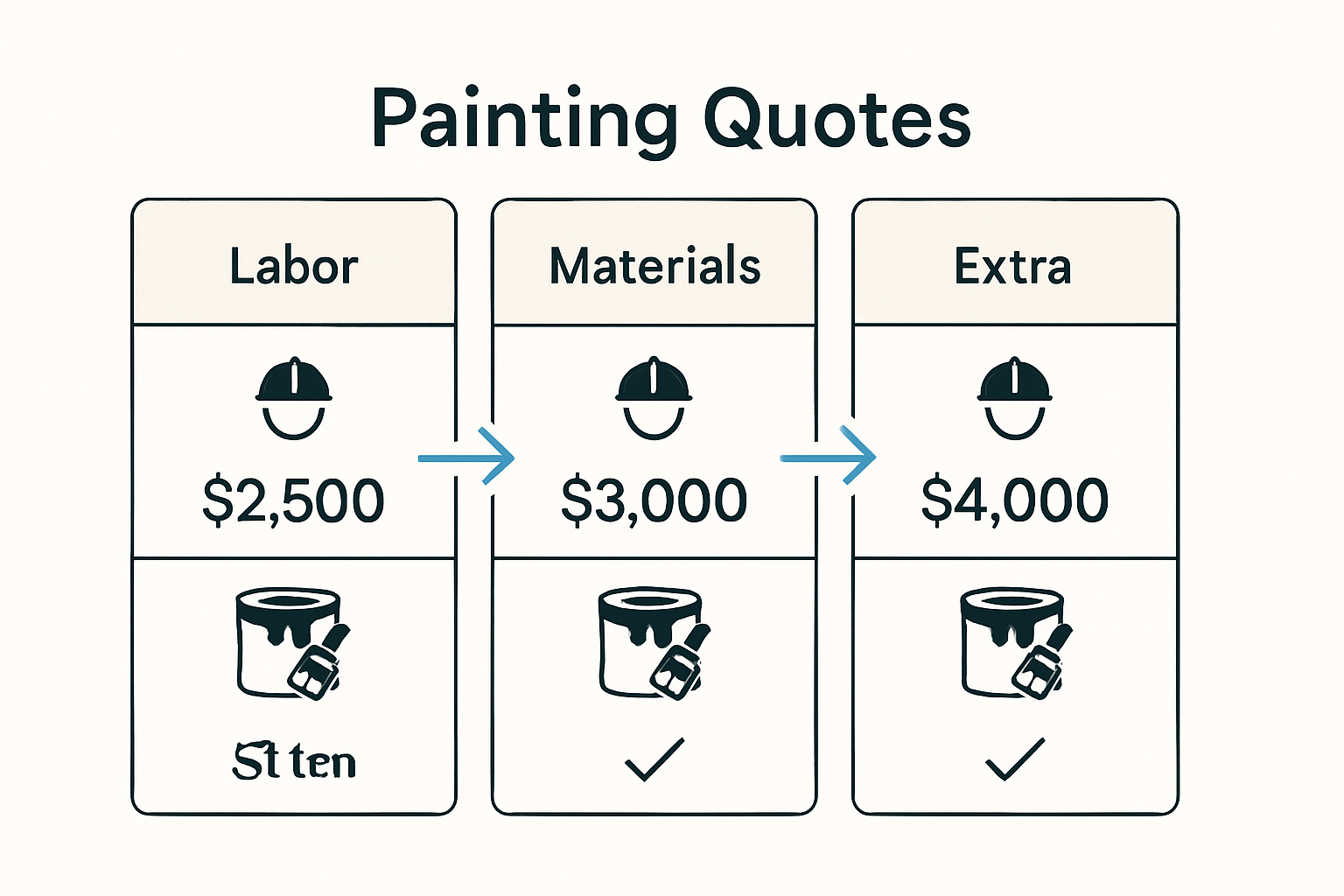 Infographic comparing three cabinet painting quotes