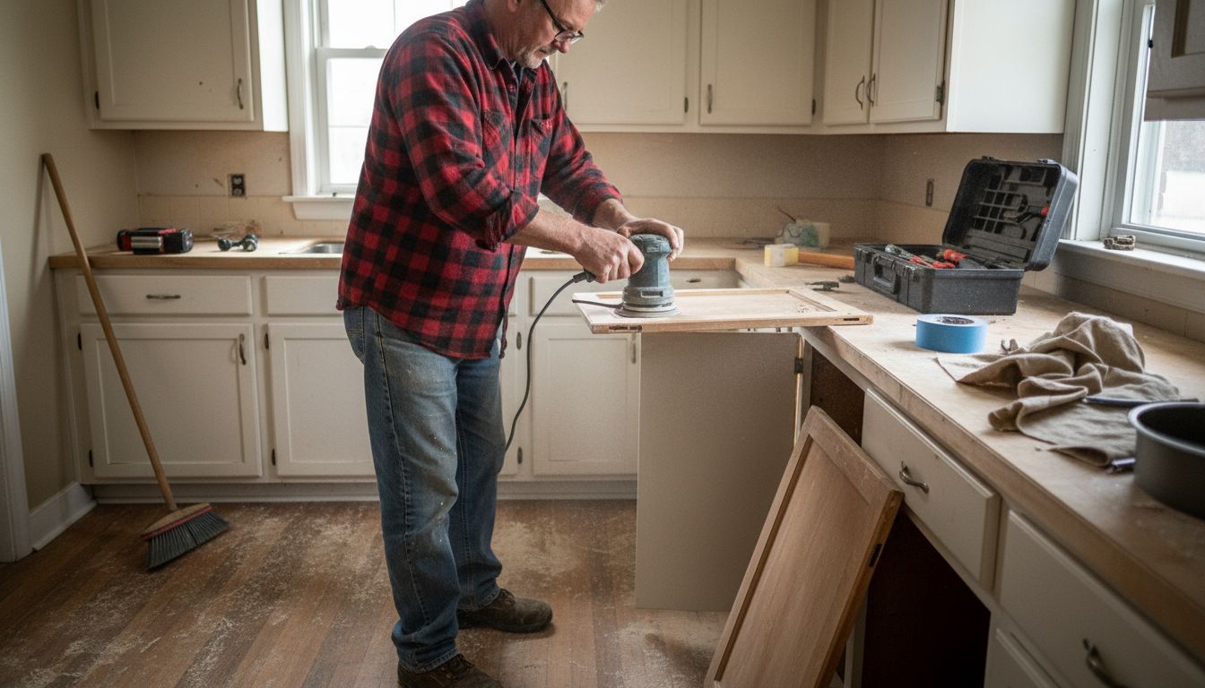 Ottawa homeowner resurfacing kitchen cabinets