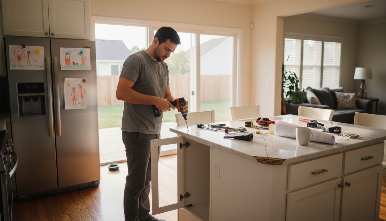 Removing cabinet door in modern kitchen renovation