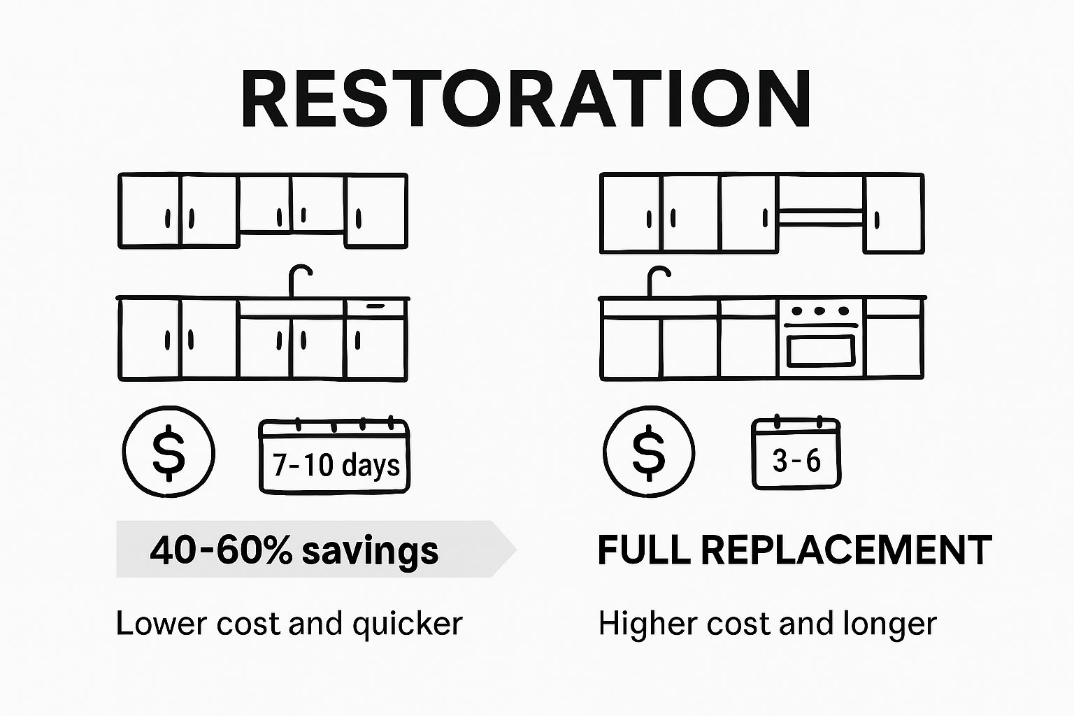 Infographic comparing restoration and replacement