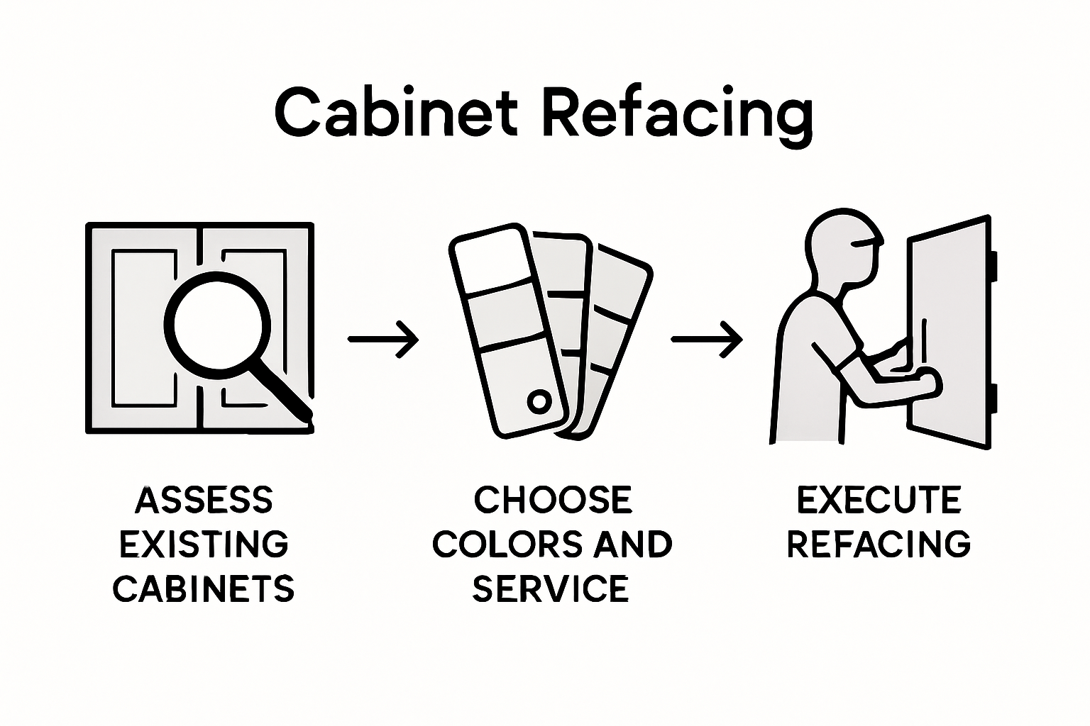 Infographic showing steps in cabinet refacing process