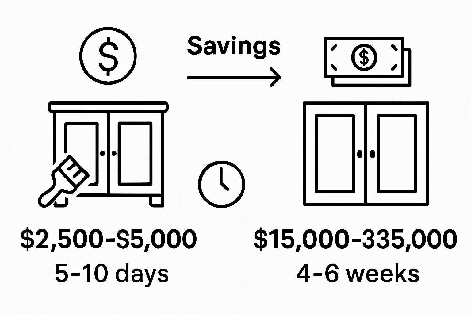 Infographic cabinet painting vs replacement costs